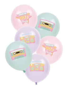 6 Latexballons 90er Jahre pastell