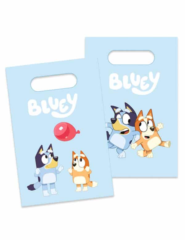 8 Geschenktüten Papier Bluey hellblau