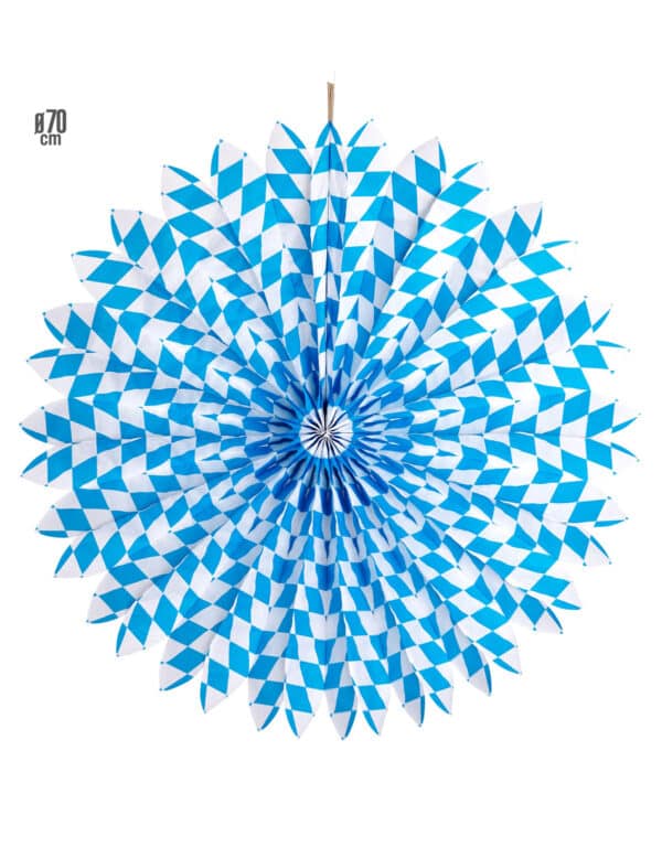 Bayerische Papierrosette Partdeko 70 cm blau-weiß