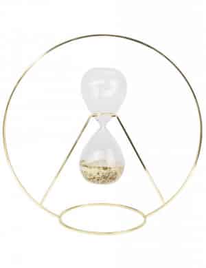 Edle Sanduhr aus Metall Weihnachts-Tischdeko goldfarben 35 cm