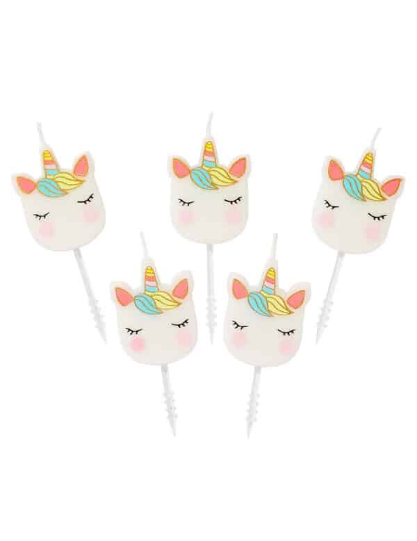 Einhorn-Kerzen Geburtstagskerzen 5 Stück bunt