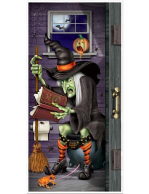 Fiese Hexe WC Tür-Poster Halloween Party-Deko bunt 76x152cm