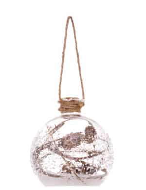 Gefüllte Weihnachtskugel mit Frosteffekt Christbaumschmuck braun-weiß 9 cm