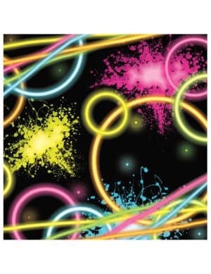Glow Party-Servietten 80er Jahre Party-Deko 16 Stück schwarz-bunt 16x16