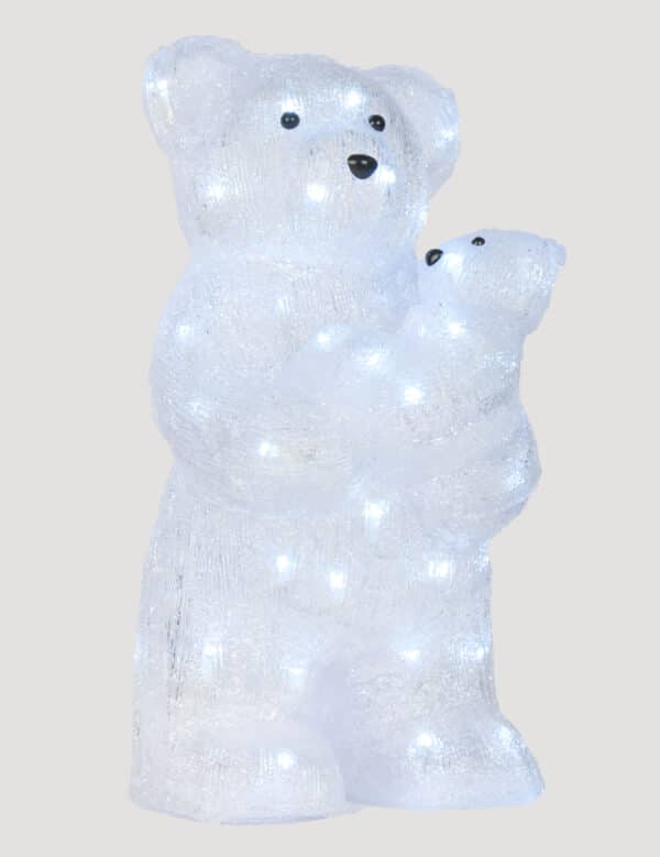 Leuchtende Eisbär-Dekofigur mit Baby weiß 44 x 24 x 23 cm