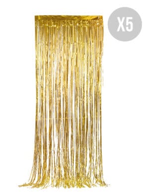 Vorhang-Set glitzernd Silvester-Deko 5 Stück gold 90x244cm