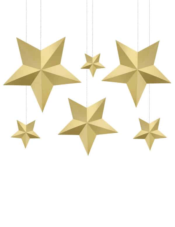 Weihnachtssterne Hängedeko-Set 7-teilig goldfarben 12 x 11